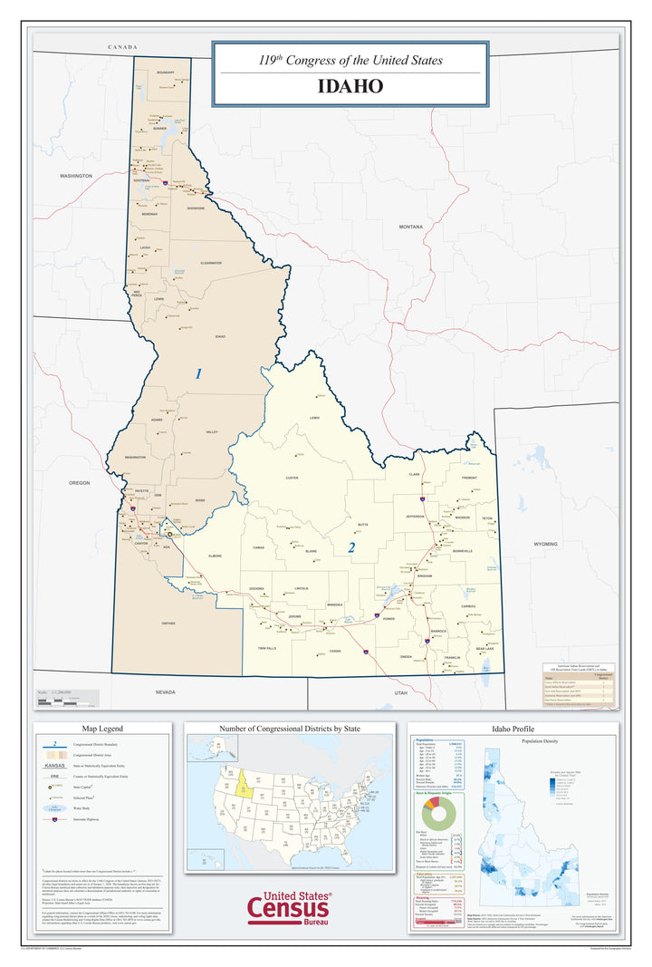 Idaho Congressional District Wall Map