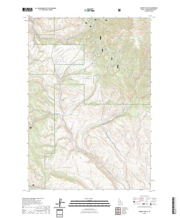 US Topo 7.5-minute map for Advent Gulch ID