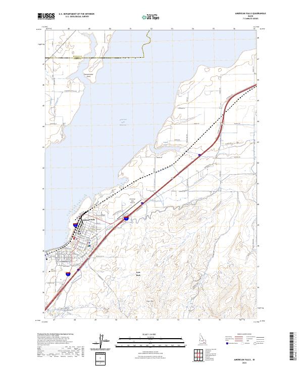 US Topo 7.5-minute map for American Falls ID