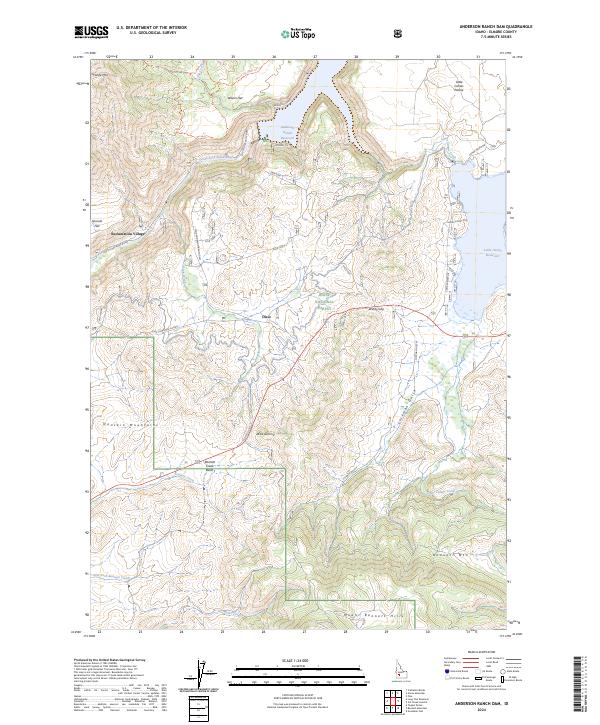 US Topo 7.5-minute map for Anderson Ranch Dam ID