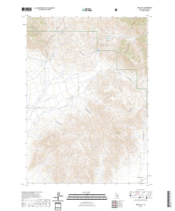 US Topo 7.5-minute map for Arco Hills ID