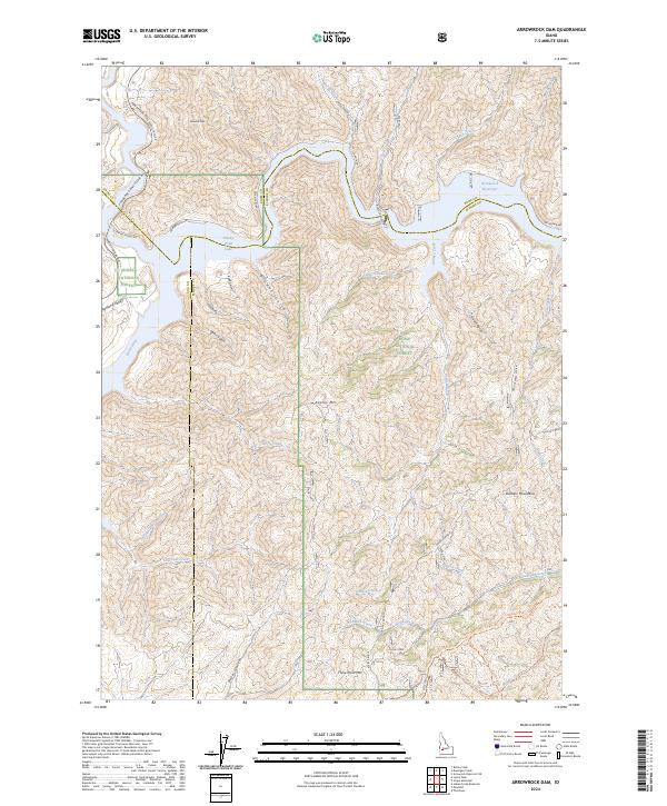 US Topo 7.5-minute map for Arrowrock Dam ID