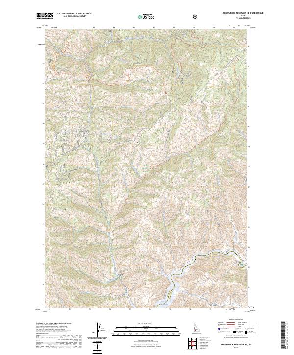 US Topo 7.5-minute map for Arrowrock Reservoir NE ID