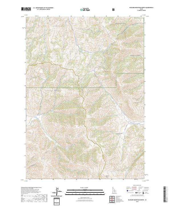 US Topo 7.5-minute map for Blizzard Mountain North ID