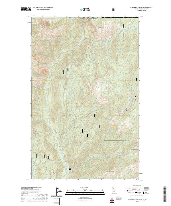 US Topo 7.5-minute map for Continental Mountain IDBC