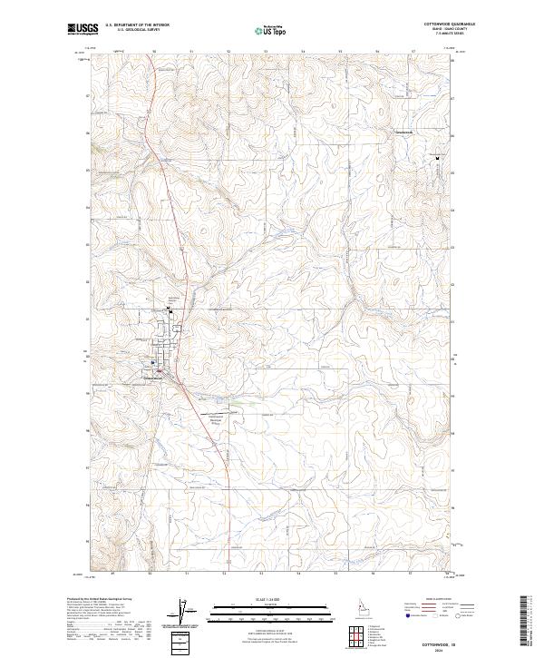 US Topo 7.5-minute map for Cottonwood ID