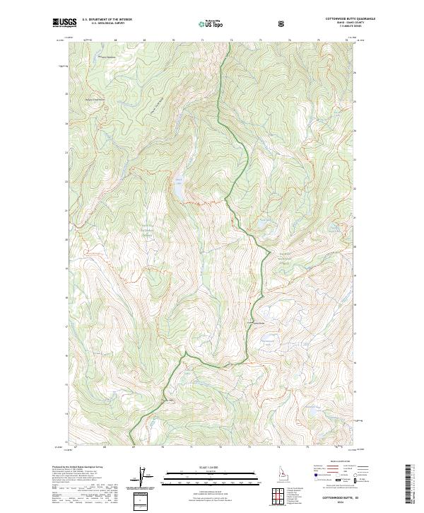 US Topo 7.5-minute map for Cottonwood Butte ID