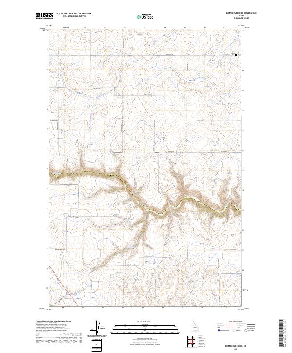 US Topo 7.5-minute map for Cottonwood NE ID