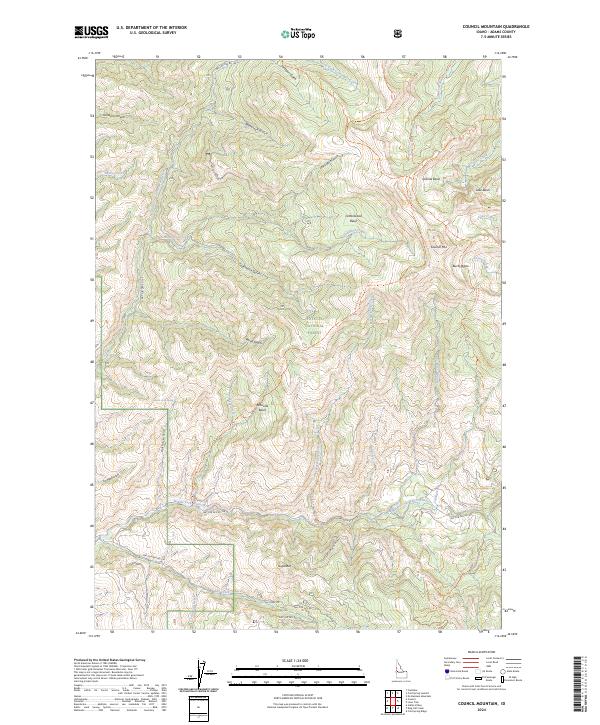 US Topo 7.5-minute map for Council Mountain ID