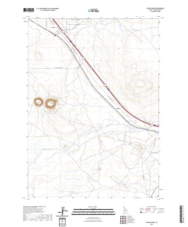 US Topo 7.5-minute map for Crater Rings ID