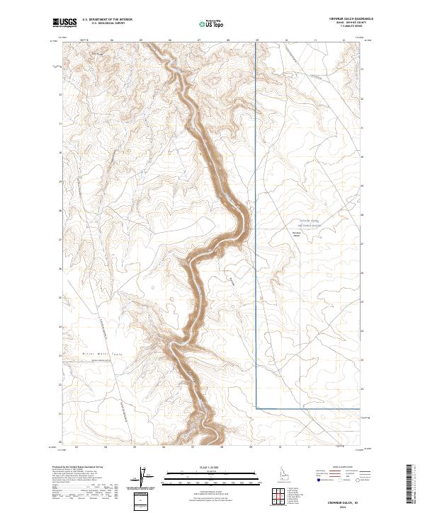 US Topo 7.5-minute map for Crowbar Gulch ID