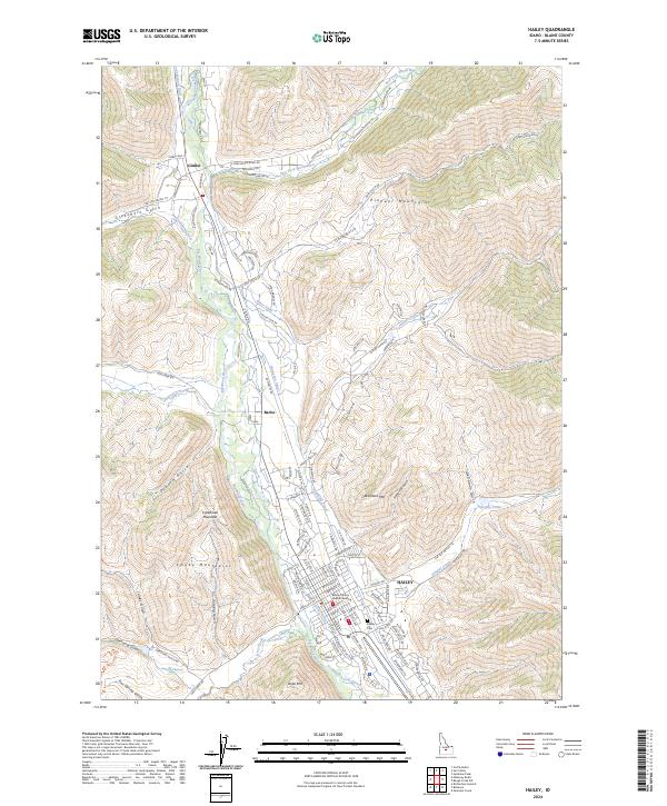 US Topo 7.5-minute map for Hailey ID – American Map Store