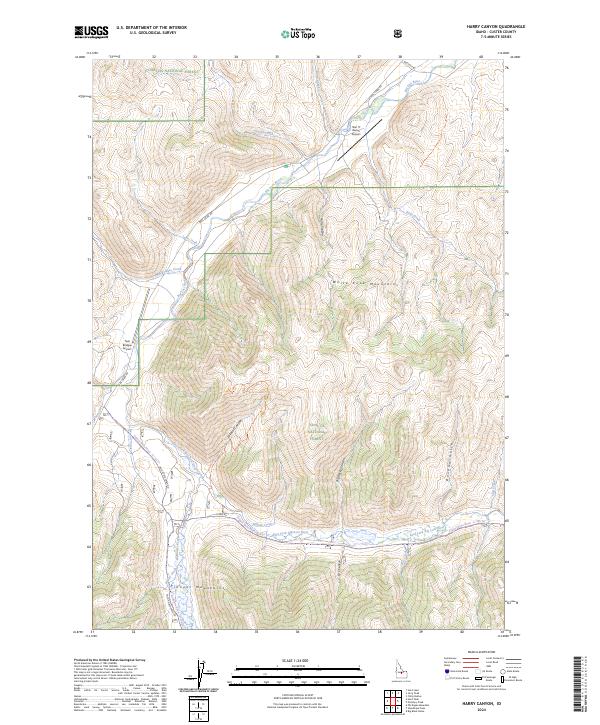 US Topo 7.5-minute map for Harry Canyon ID