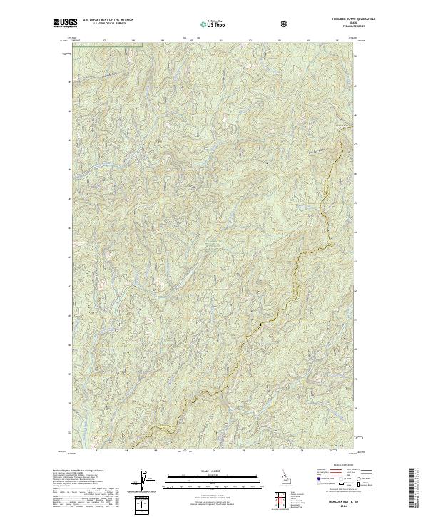 US Topo 7.5-minute map for Hemlock Butte ID