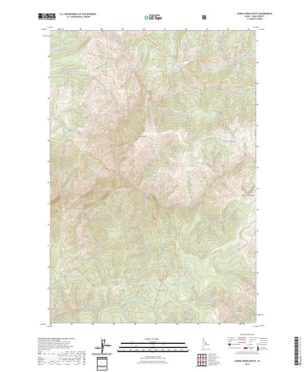 US Topo 7.5-minute map for Horse Creek Butte ID