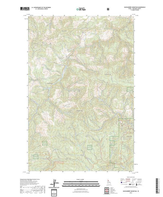 US Topo 7.5-minute map for Huckleberry Mountain ID – American Map Store