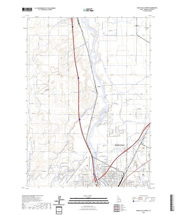 US Topo 7.5-minute map for Idaho Falls North ID