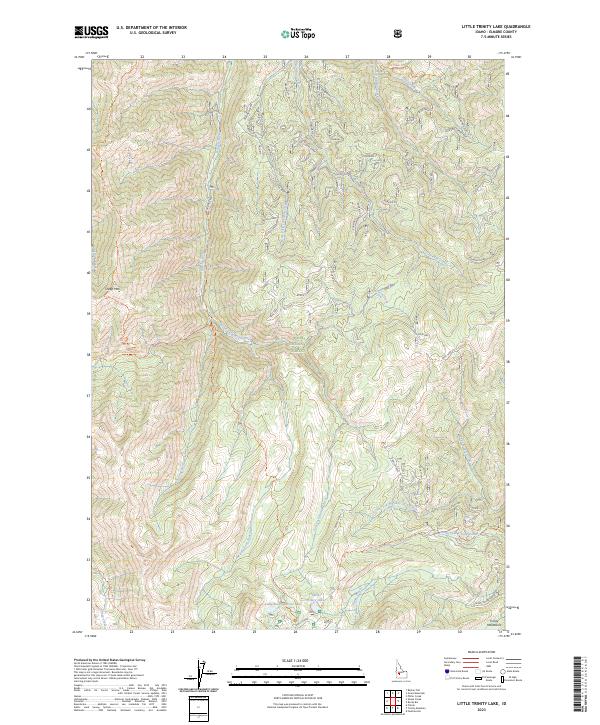 US Topo 7.5-minute map for Little Trinity Lake ID – American Map Store