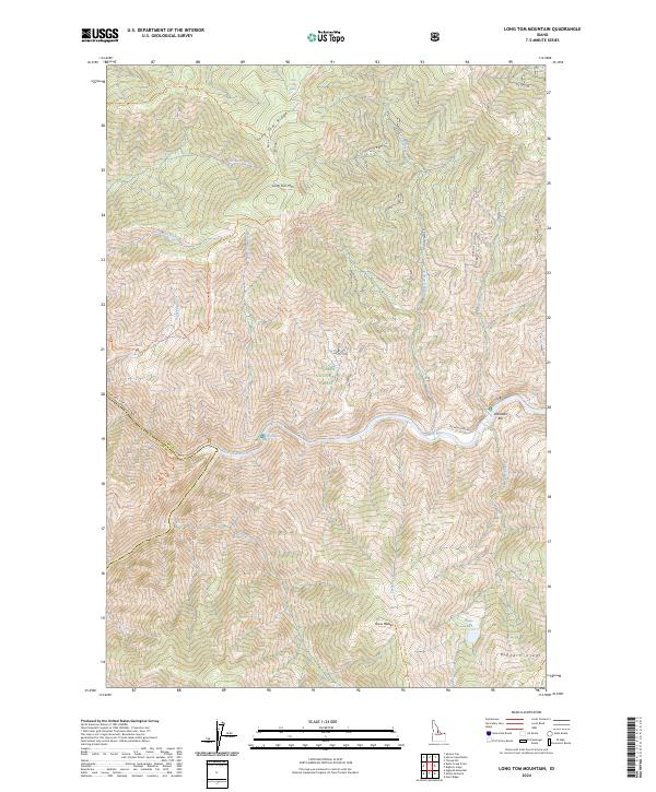 US Topo 7.5-minute map for Long Tom Mountain ID