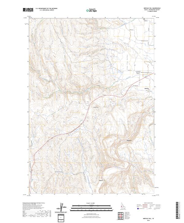 US Topo 7.5-minute map for Midvale Hill ID – American Map Store