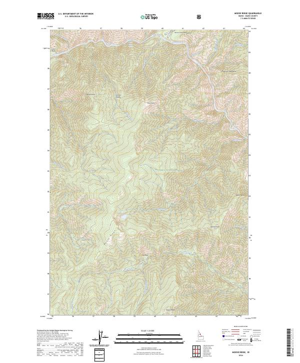 US Topo 7.5-minute map for Moose Ridge ID – American Map Store