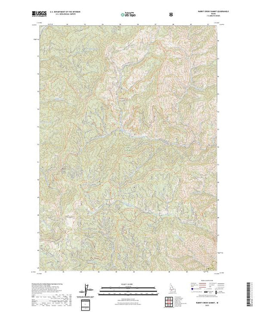 Idaho Rabbit Map US Topo 7.5-minute map for Rabbit Creek Summit ID – American Map Store