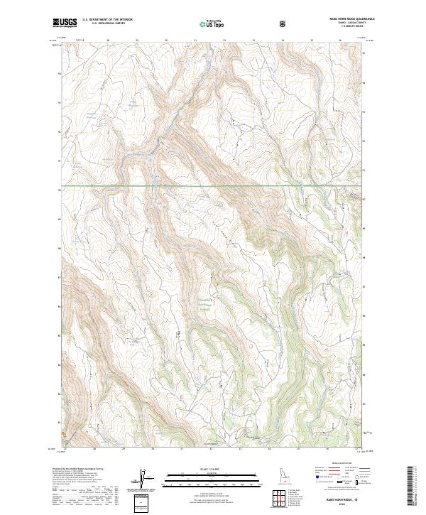 US Topo 7.5-minute map for Rams Horn Ridge ID – American Map Store
