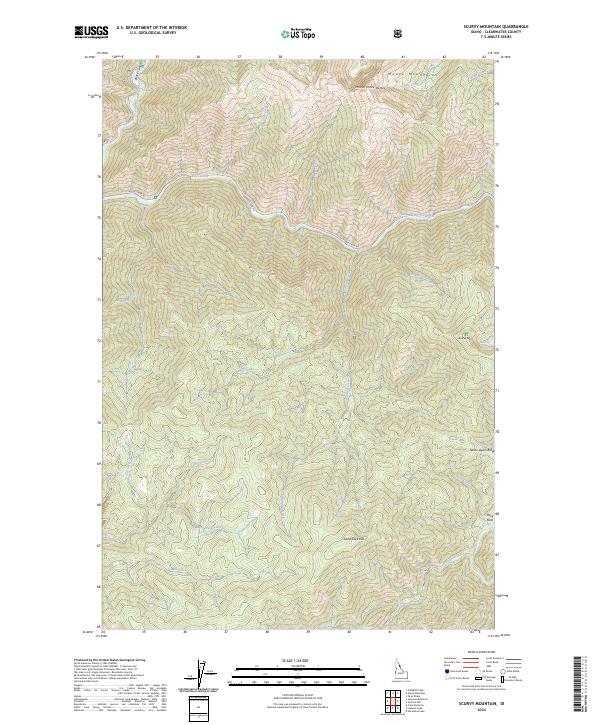 US Topo 7.5-minute map for Scurvy Mountain ID – American Map Store