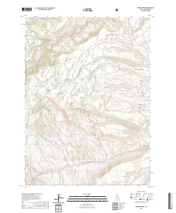 Spring Topography Map US Topo 7.5-minute map for Severe Spring ID – American Map Store