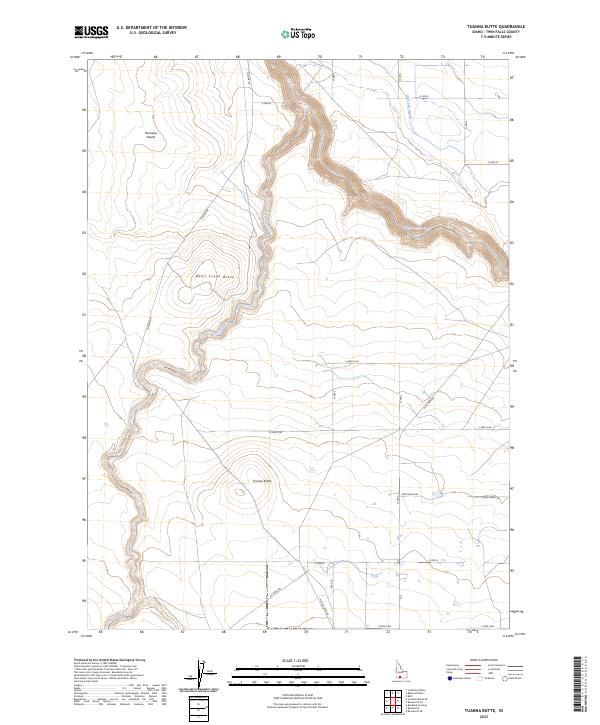 US Topo 7.5-minute map for Tuanna Butte ID