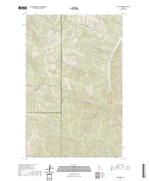 US Topo 7.5-minute map for Twin Crags ID