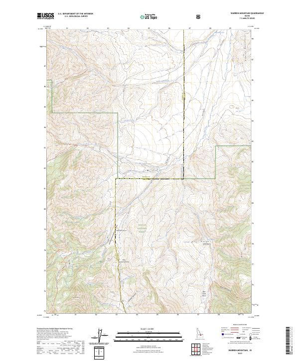 US Topo 7.5-minute map for Warren Mountain ID