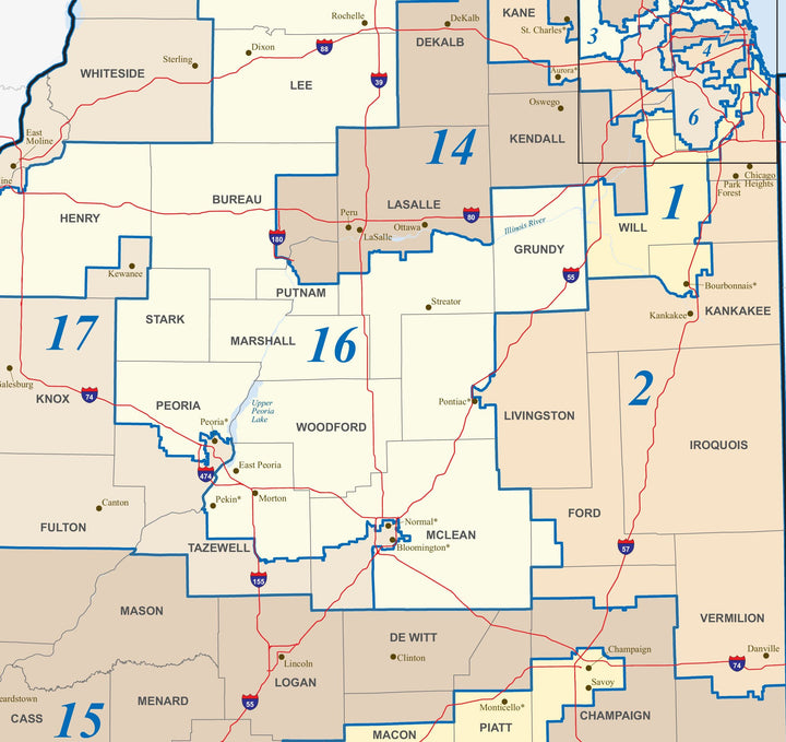Illinois Congressional District Wall Map