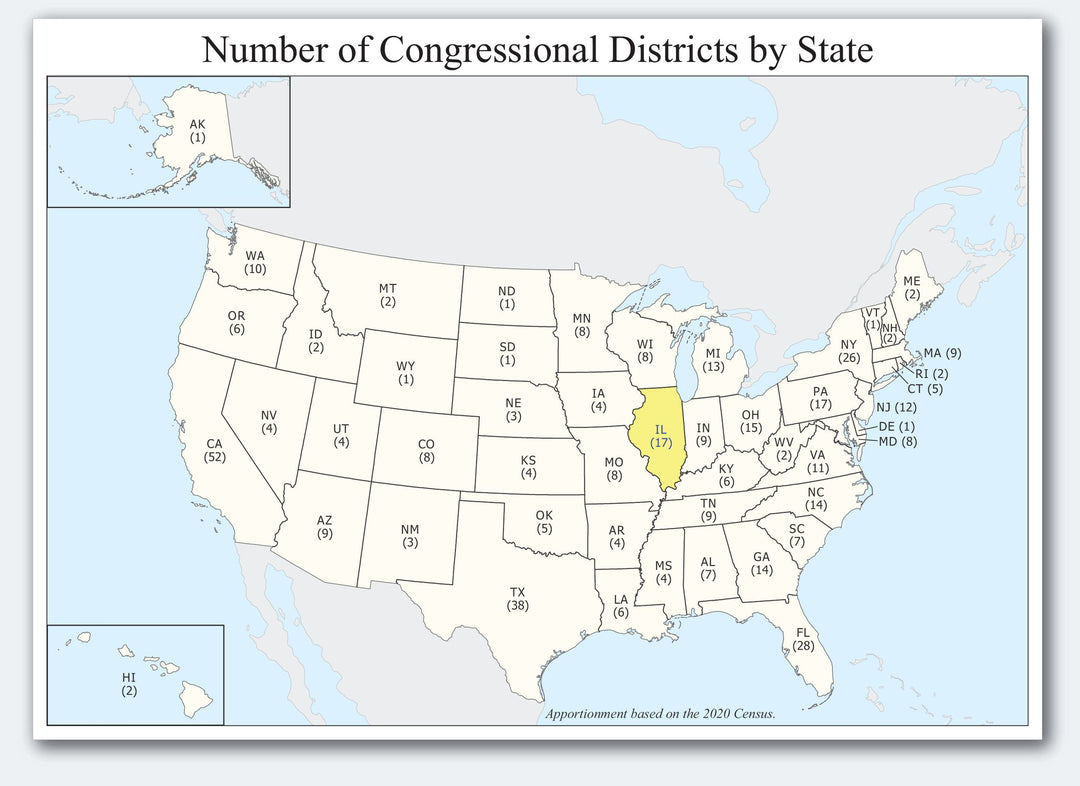 Illinois Congressional District Wall Map
