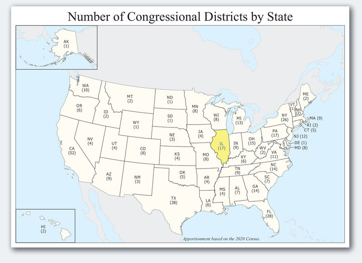 Illinois Congressional District Wall Map