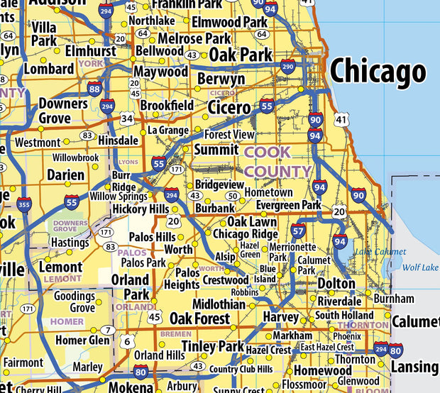 Illinois Wall Map by Topographics