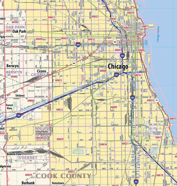 Chicago Metro Area Wall Map