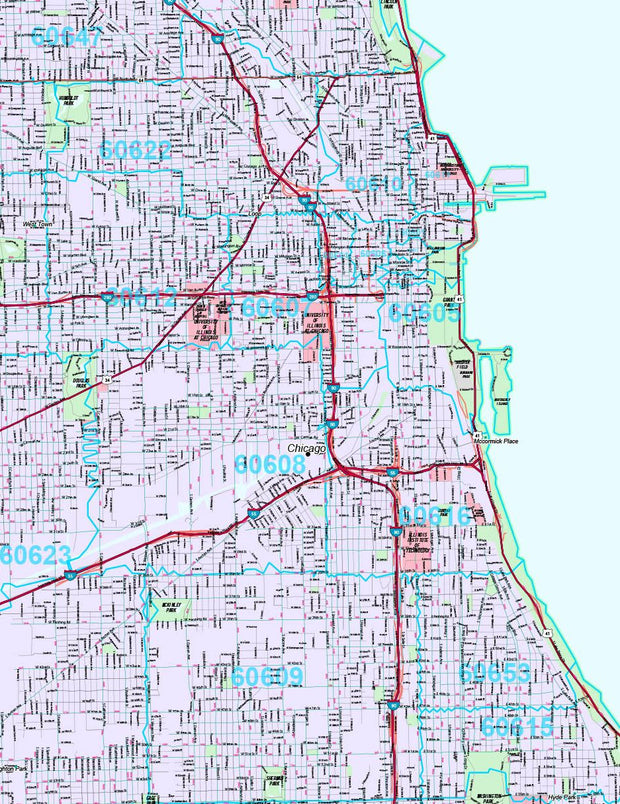 Premium Style Wall Map of Chicago, IL by Market Maps