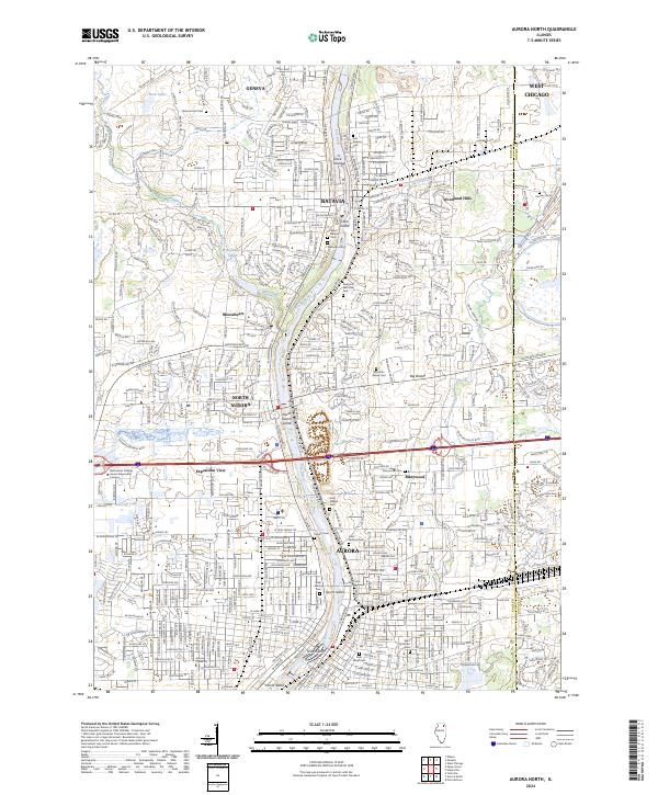US Topo 7.5-minute map for Aurora North IL