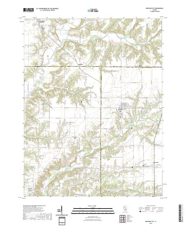 Beecher Indianamap US Topo 7.5-minute map for Beecher City IL – American Map Store