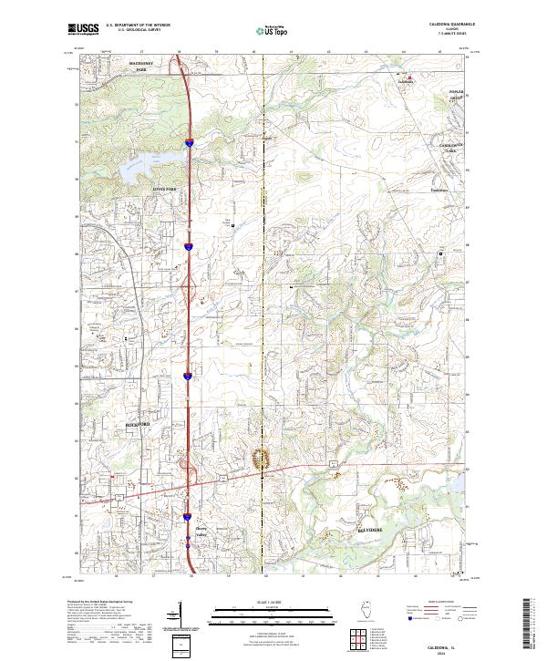 US Topo 7.5-minute map for Caledonia IL