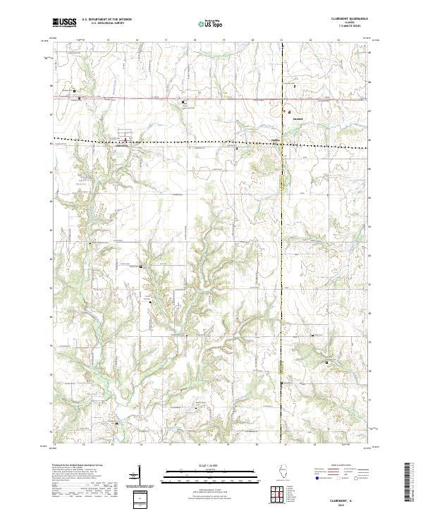 US Topo 7.5-minute map for Claremont IL