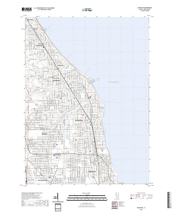 US Topo 7.5-minute map for Evanston IL