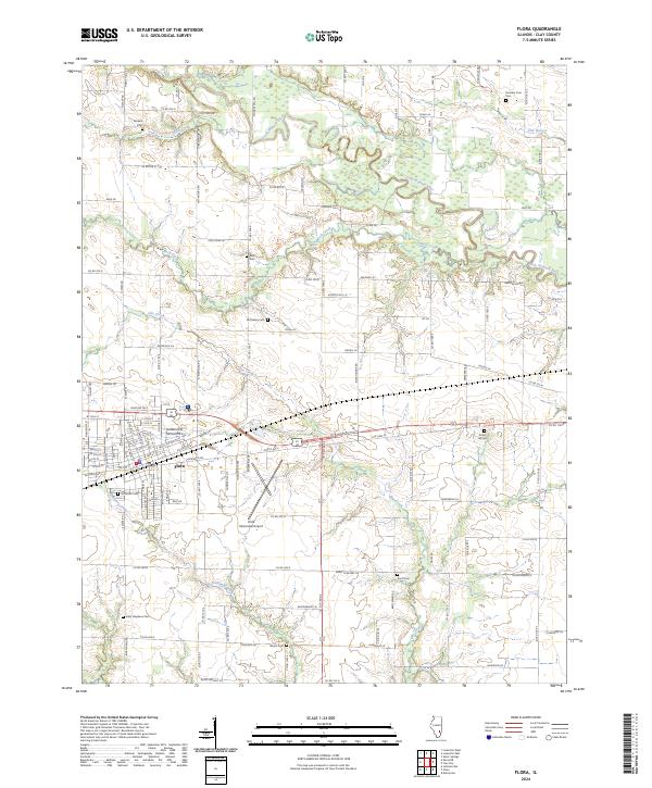US Topo 7.5-minute map for Flora IL – American Map Store