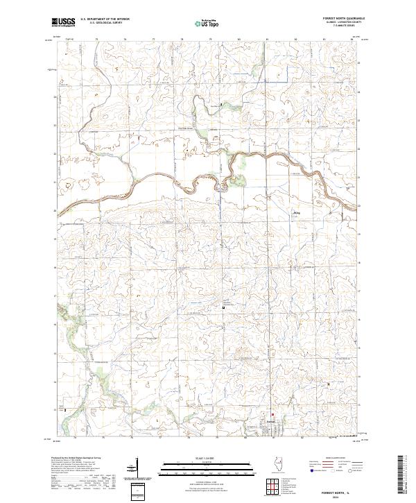 US Topo 7.5-minute map for Forrest North IL
