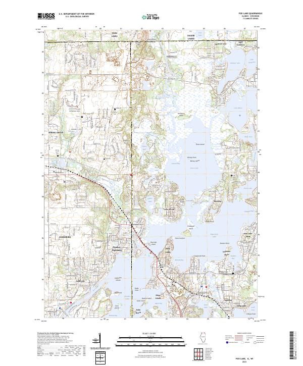 US Topo 7.5-minute map for Fox Lake ILWI – American Map Store