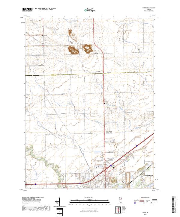 US Topo 7.5-minute map for Lisbon IL