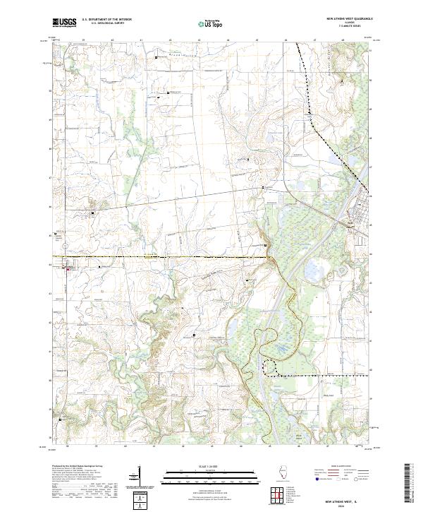 US Topo 7.5-minute map for New Athens West IL