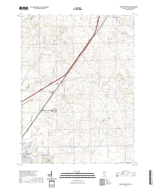 US Topo 7.5-minute map for Northeast Pontiac IL
