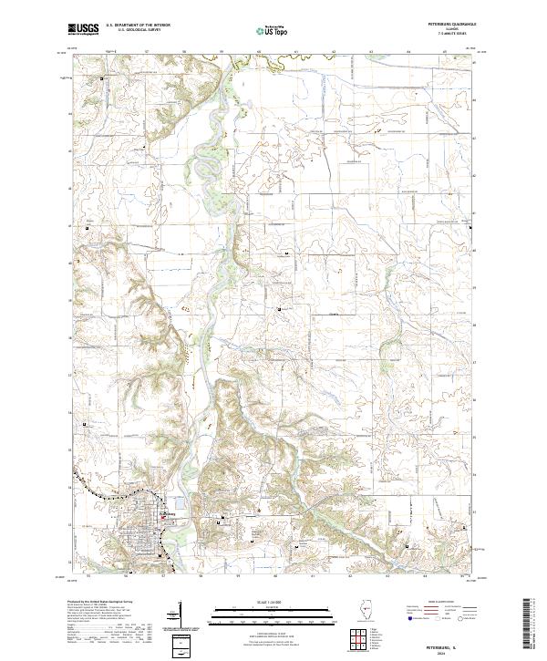 US Topo 7.5-minute map for Petersburg IL